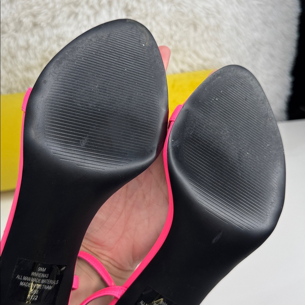 Nine West • Women's Reina Heeled Sandal • Neon Pink • Size 9.5 • - Picture 12 of 17